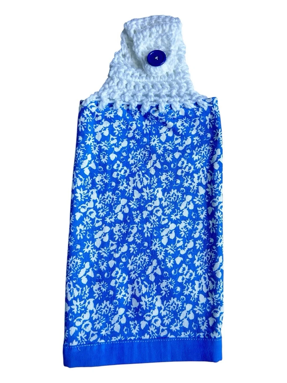 HAND CRAFTED Colorful Floral Crochet Top Hanging Kitchen or Bathroom Hand Towel
